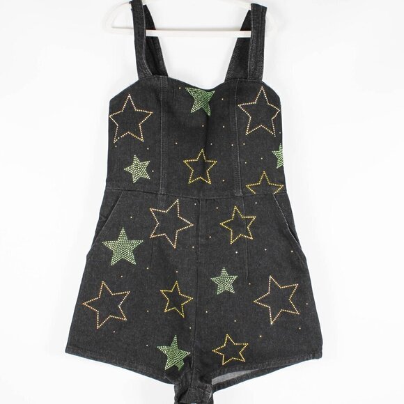 Nasty Gal Star Hotfix Denim Playsuit, NWT, Size 10 - Picture 3 of 9